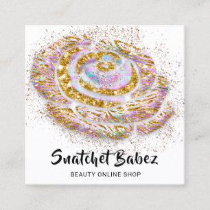 Carte De Visite Carré Boutique en ligne Studio Holographe blanc Code QR 