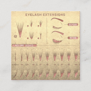 Carte De Visite Carré Boutique Eyelash Extension Studio Gold Rose 