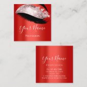 Carte De Visite Carré Boutique Lash Extension Red Ruby Rose (Devant / Derrière)