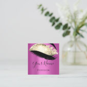 Carte De Visite Carré Boutique Lashes Extension Or rose (Debout devant)