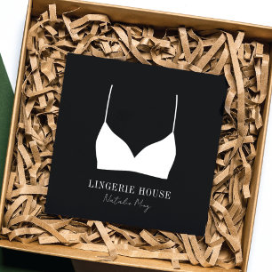 Carte De Visite Carré Boutique Logo de luxe Black White Lingerie