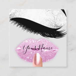 Carte De Visite Carré Boutique maquillage ongles Lashes Gris Rose
