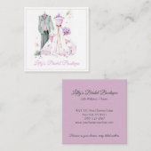 Carte De Visite Carré Boutique Mariage d'aquarelle Bride Gown (Devant / Derrière)