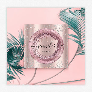 Carte De Visite Carré Boutique professionnelle Beauté Shop Rose Blush G