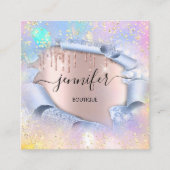 Carte De Visite Carré Boutique professionnelle Blue GlitterHolograph3D (Devant)