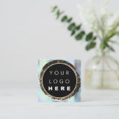 Carte De Visite Carré Boutique professionnelle Boutique Blue Gold Unique (Debout devant)