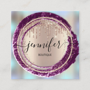 Carte De Visite Carré Boutique professionnelle Boutique Rose bleu Berry 