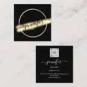 Carte De Visite Carré Boutique professionnelle Gold Black QRCODE Logo Un (Devant / Derrière)