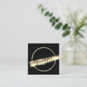 Carte De Visite Carré Boutique professionnelle Gold Black QRCODE Logo Un (Debout devant)
