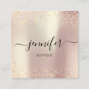 Carte De Visite Carré Boutique professionnelle Gold Parties scintillant 
