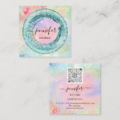 Carte De Visite Carré Boutique professionnelle Holographe QR Code vert (Devant / Derrière)