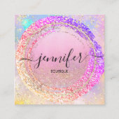 Carte De Visite Carré Boutique professionnelle Holographe rose (Devant)