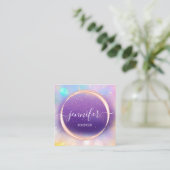 Carte De Visite Carré Boutique professionnelle Holographe Rose violet (Debout devant)