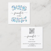 Carte De Visite Carré Boutique professionnelle Holographes Bleu Blanc (Devant / Derrière)