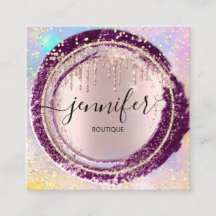 Carte De Visite Carré Boutique professionnelle Parties scintillant Pink 