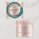 Carte De Visite Carré Boutique professionnelle Parties scintillant rose  (Devant / Derrière)