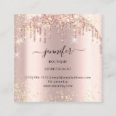 Carte De Visite Carré Boutique professionnelle Parties scintillant rose  (Dos)