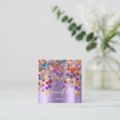 Carte De Visite Carré Boutique Professionnelle Planificateur d'événement (Debout devant)