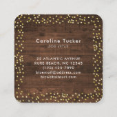 Carte De Visite Carré Boutique Rustique Tournesols en Bois Or Dots (Dos)