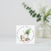 Carte De Visite Carré Bouton de boisson tropicale Code QR de l'événement (Debout devant)