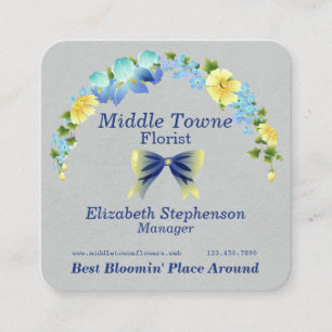 Carte De Visite Carré Boutons jaunes et Iris bleu