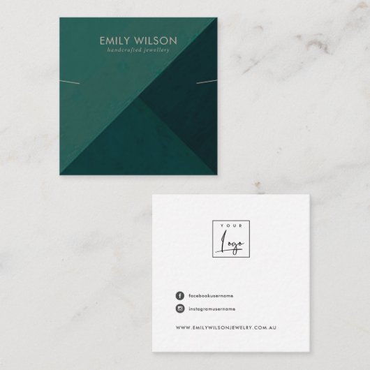 CARTE DE VISITE CARRÉ BRACELET À COUCHER VERT TRIANGLE EN BOUTEILLE (Devant / Derrière)