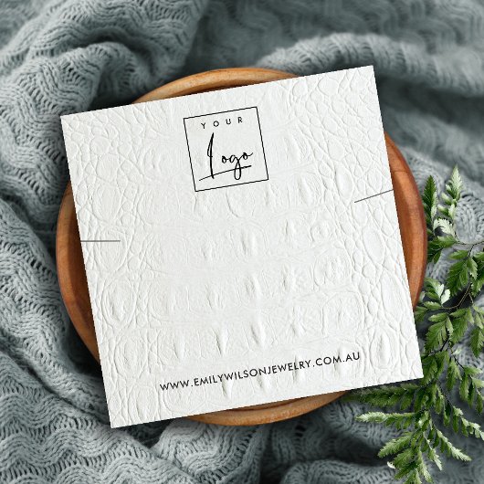 CARTE DE VISITE CARRÉ BRACELET EN CUIR BLANC TEXTURE EN COULEUR