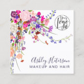 Carte De Visite Carré Bracelet floral rose bleu orange (Devant)