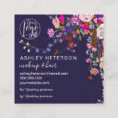 Carte De Visite Carré Bracelet floral rose bleu orange (Dos)