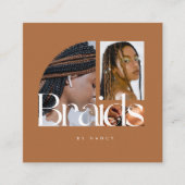 Carte De Visite Carré Braids Photo Collage Terracotta (Devant)