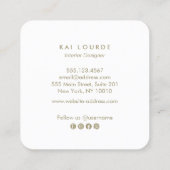 Carte De Visite Carré Branche Feuille rose vierge moderne Gold Script (Dos)