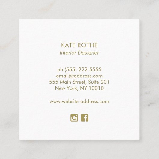 Carte De Visite Carré Branche Magnolia Signature florale Script Lin bleu (Dos)