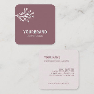 Carte De Visite Carré Branche moderne Design d'intérieur Dusty rose Lila