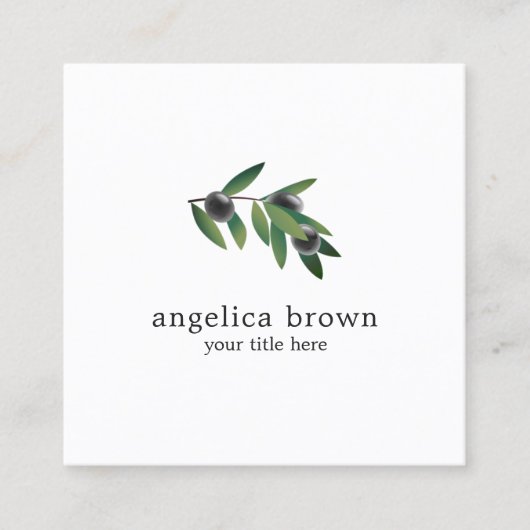 Carte De Visite Carré Branche Olive (Devant)