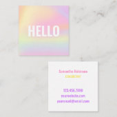 Carte De Visite Carré Branché Pastel Rainbow Unicorn Gradient Hello Squa (Devant / Derrière)