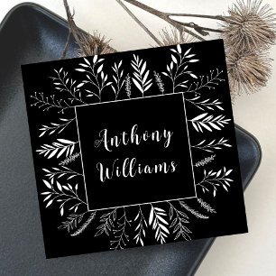 Carte De Visite Carré Branches minimales Typographie florale