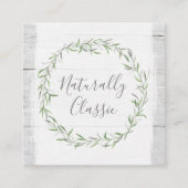 Carte De Visite Carré Branches rustiques en bois et feuilles botaniques  (Devant)