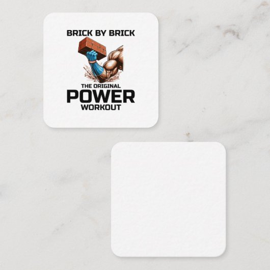 Carte De Visite Carré Bricklayer Humour en brique Puissance Exercice amu (Devant / Derrière)