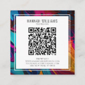 Carte De Visite Carré Bright Orange Bleu Qr Code Motif en marbre coloré (Dos)