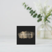 Carte De Visite Carré Brise-brosse chic | Faux Gold en noir (Debout devant)