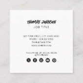 Carte De Visite Carré Brochure moderne Script Photo QR Code Médias socia (Dos)