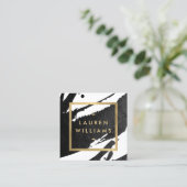 Carte De Visite Carré Brochures Abstraites d'encre noire (Debout devant)