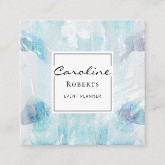 Carte De Visite Carré Brochures d'aquarelle bleu élégant