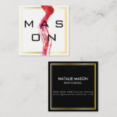 Carte De Visite Carré Brosse d'aquarelle moderne Gold Frame (Devant / Derrière)