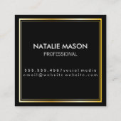 Carte De Visite Carré Brosse d'aquarelle moderne Gold Frame (Dos)