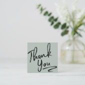 Carte De Visite Carré Brosse moderne merci script commander vert sauge (Debout devant)