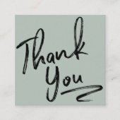 Carte De Visite Carré Brosse moderne merci script commander vert sauge (Devant)