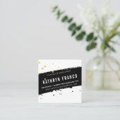 Carte De Visite Carré BROSSE MODERNE STROKE élégant plaque d'or noir (Debout devant)