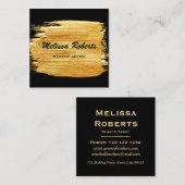 Carte De Visite Carré Brosse Or moderne Stroke Make Up Artiste (Devant / Derrière)