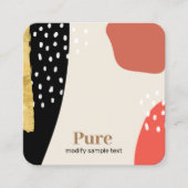 Carte De Visite Carré Brosse Or tendance Formes de peinture d'art Abstra (Devant)